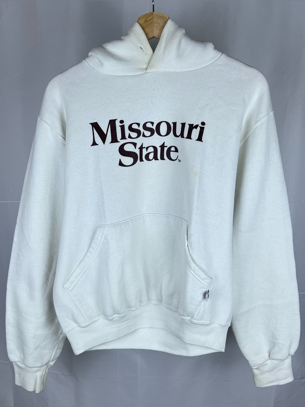 Vintage 90s Missouri State Bears White Hoodie Pullover Size Small Russell